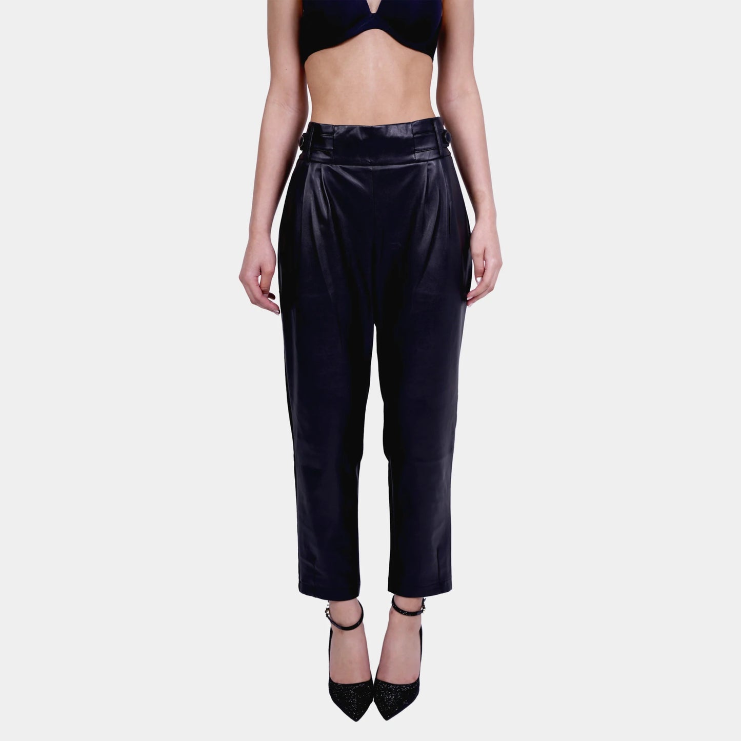 Black Leather Balloon Pants - Flashmob Nation