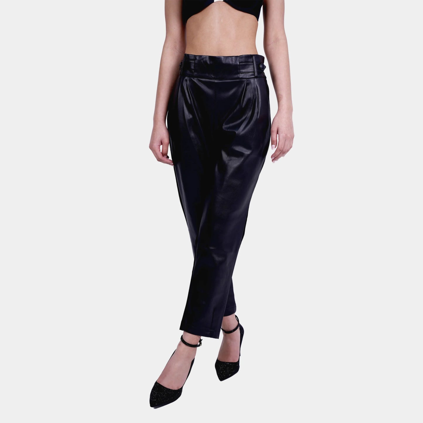 Black Leather Balloon Pants - Flashmob Nation