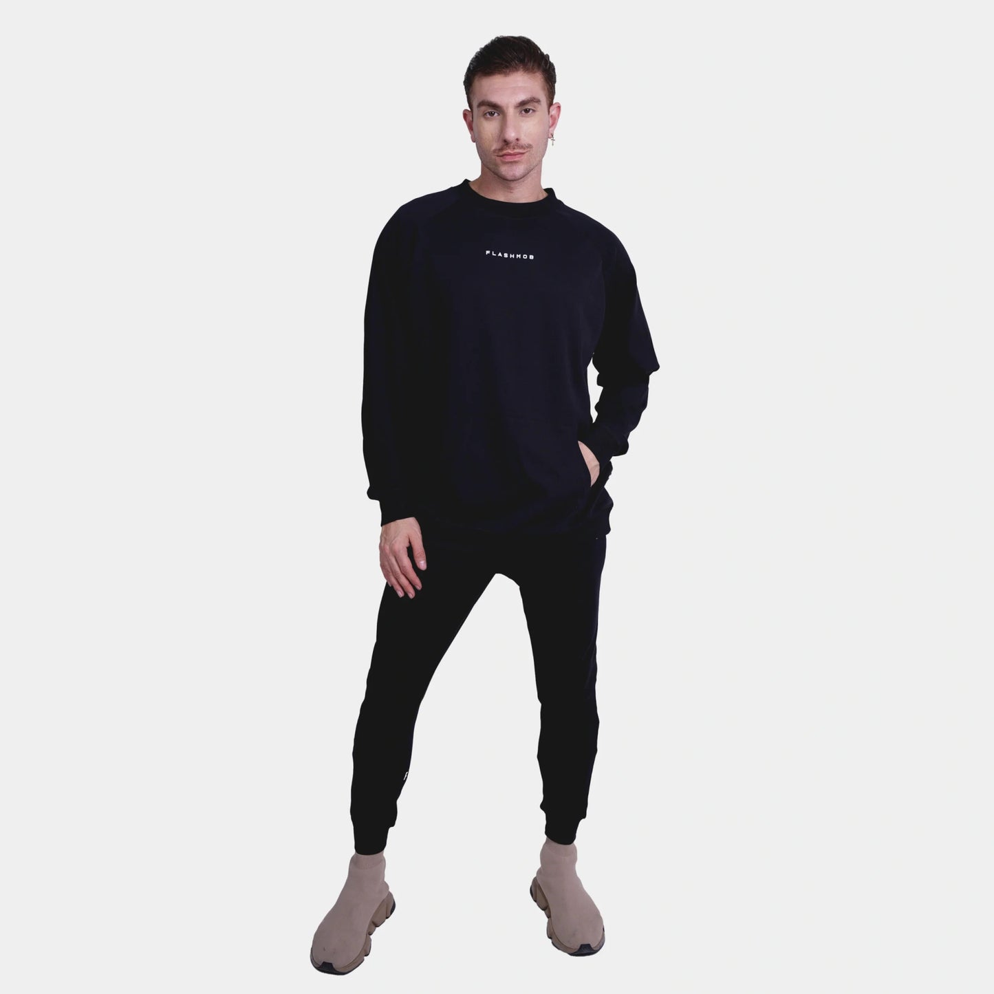 Black Ultra Soft Oversized Track Set - Flashmob Nation