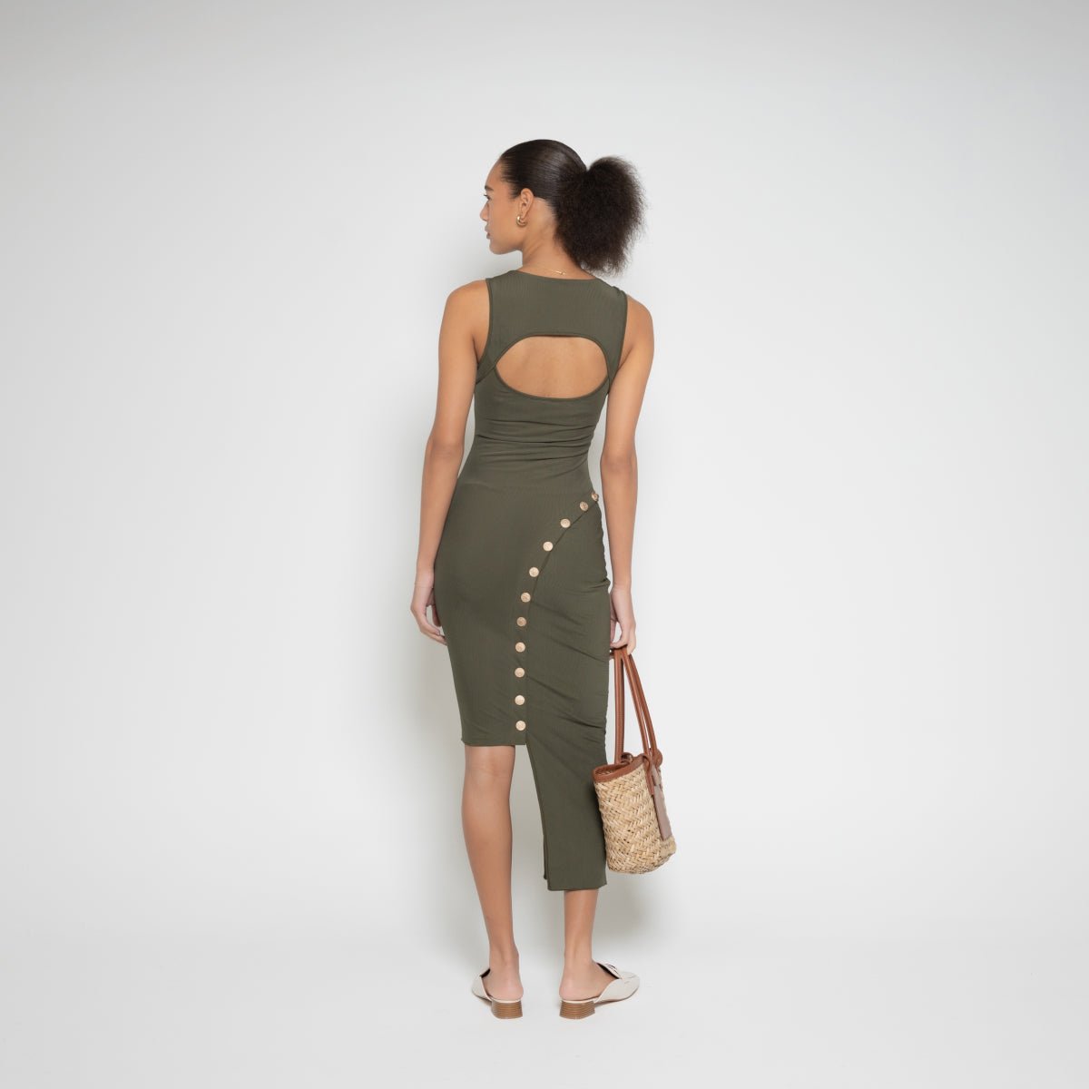 FM Buttoned Maxi Dress – Asymmetric Sleeveless Maxi Dress by Flashmob Nation