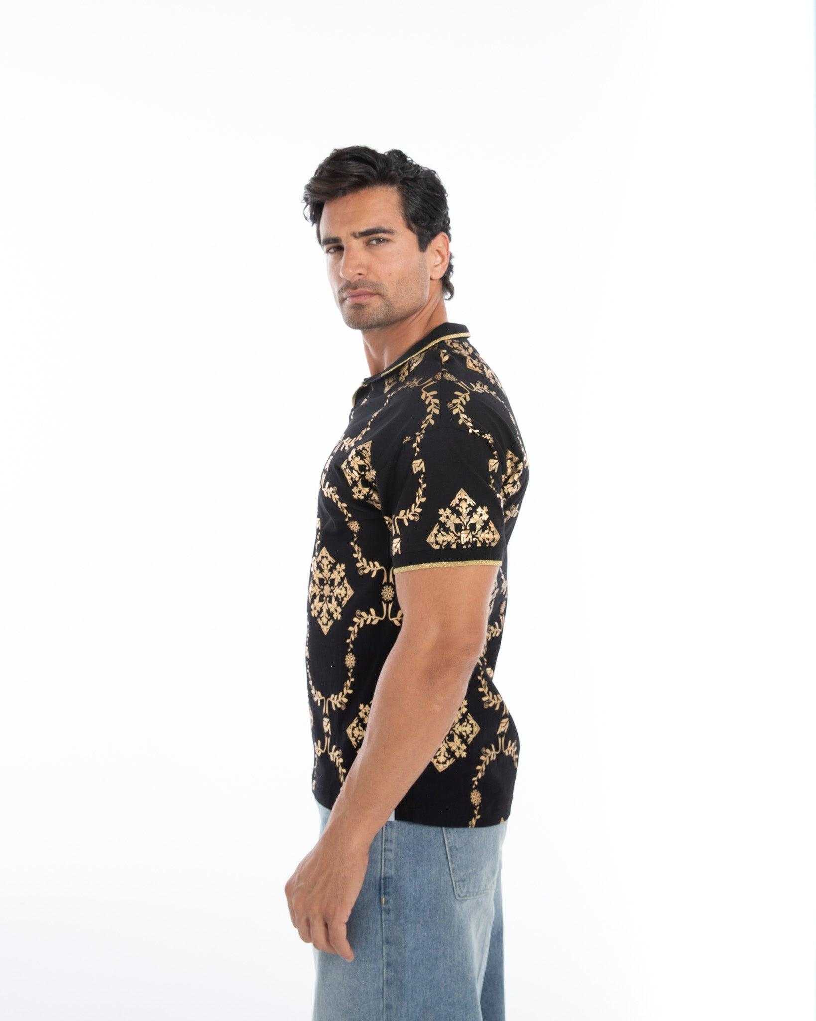 Shimmering Gold Reflective Polo Tee - Flashmob Nation