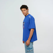 Graphic Printed Blue Oversized T-Shirt - Flashmob Nation