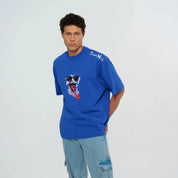 Graphic Printed Blue Oversized T-Shirt - Flashmob Nation