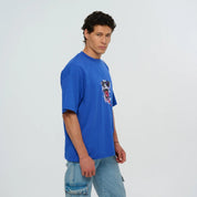 Graphic Printed Blue Oversized T-Shirt - Flashmob Nation