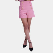 Women’s High Waist Black Buttoned Shorts – Flashmob Nation - Flashmob Nation