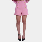 Women’s High Waist Black Buttoned Shorts – Flashmob Nation - Flashmob Nation