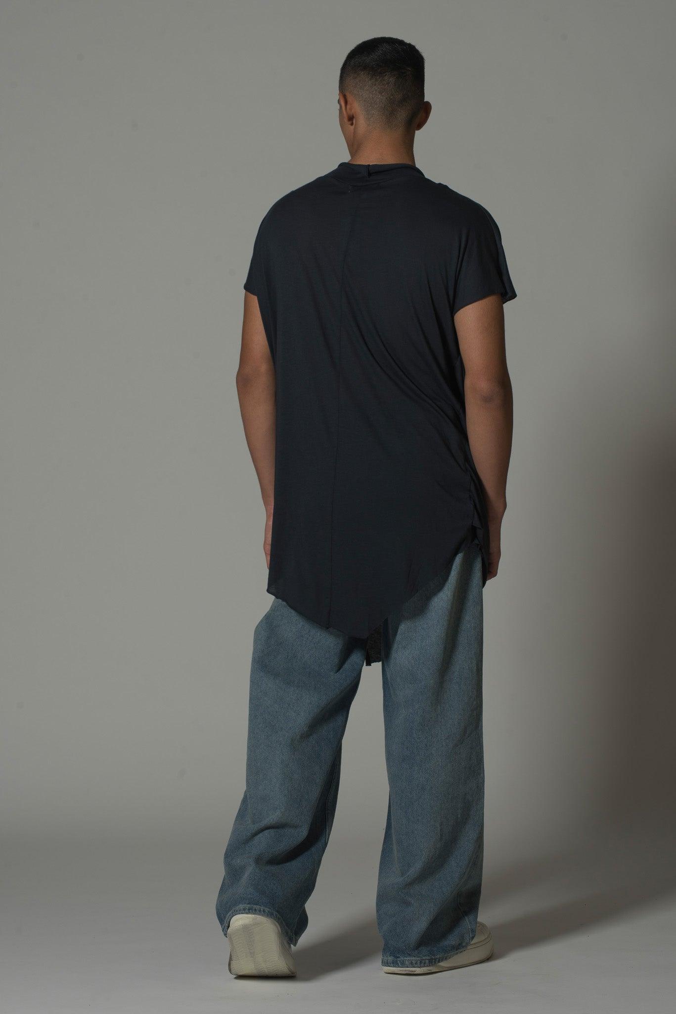 Men’s Draped Asymmetric Longline T-Shirt – Flashmob Nation - Flashmob Nation