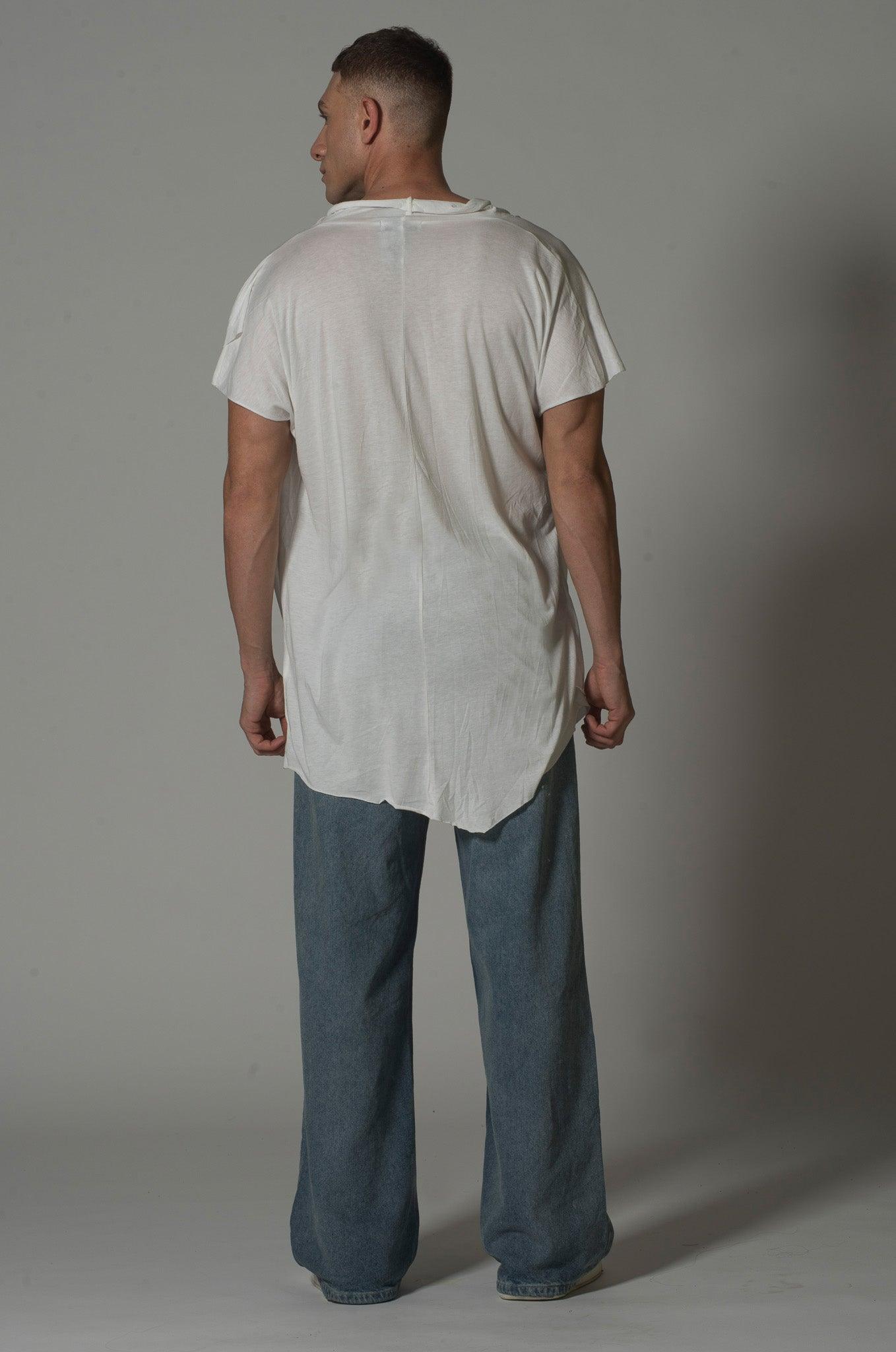 Men’s Draped Asymmetric Longline T-Shirt – Flashmob Nation - Flashmob Nation
