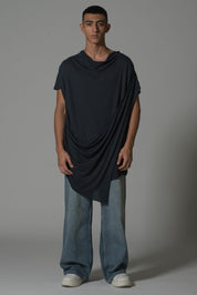 Men’s Draped Asymmetric Longline T-Shirt – Flashmob Nation - Flashmob Nation