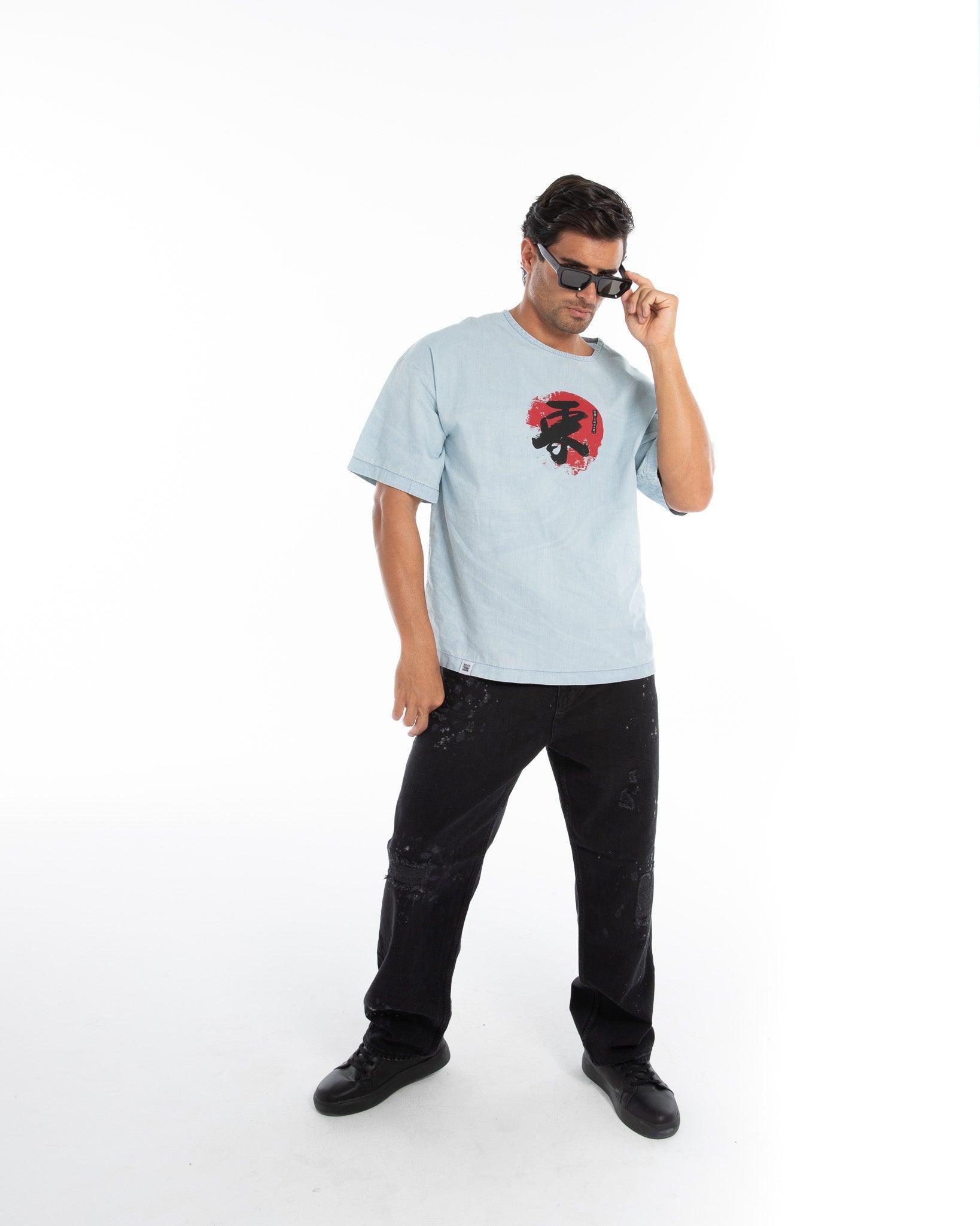 Men’s Oversized Denim T-Shirt – Flashmob Nation - Flashmob Nation