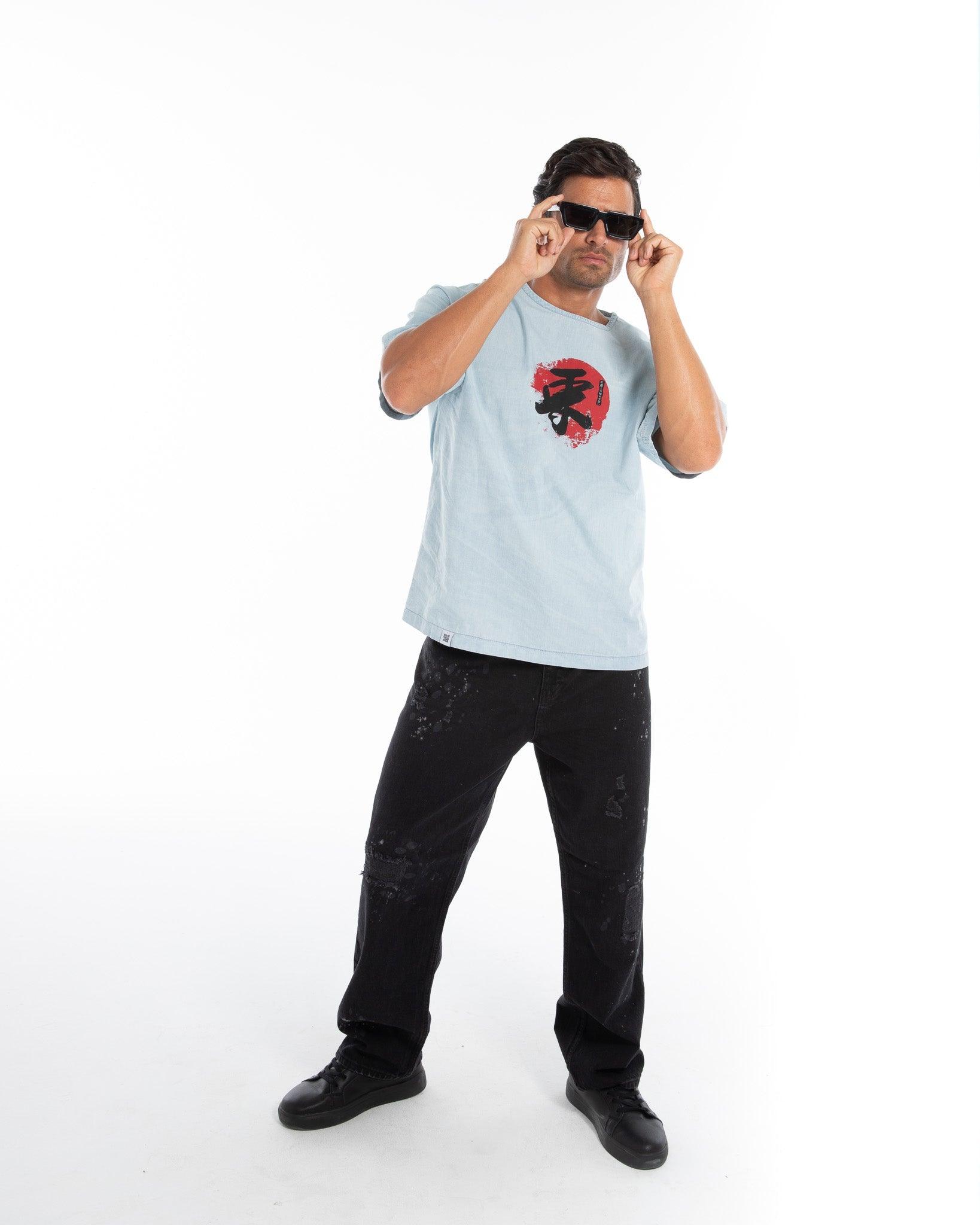 Men’s Oversized Denim T-Shirt – Flashmob Nation - Flashmob Nation