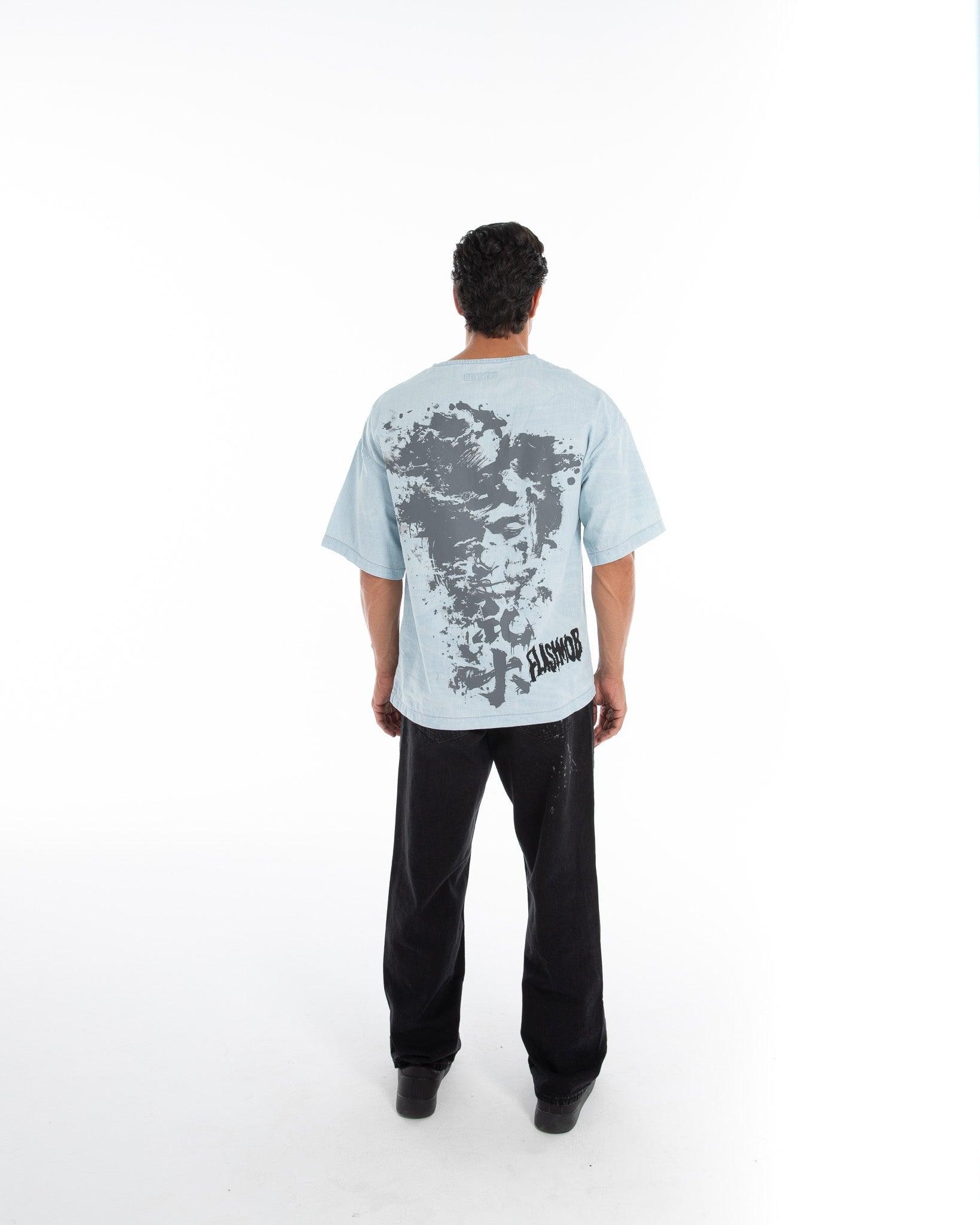 Men’s Oversized Denim T-Shirt – Flashmob Nation - Flashmob Nation