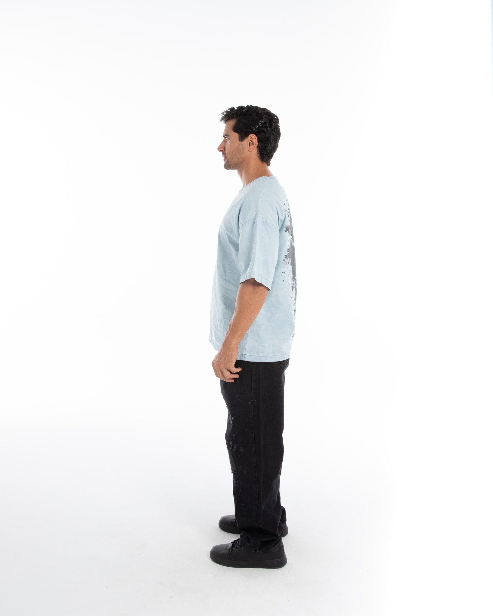 Men’s Oversized Denim T-Shirt – Flashmob Nation - Flashmob Nation