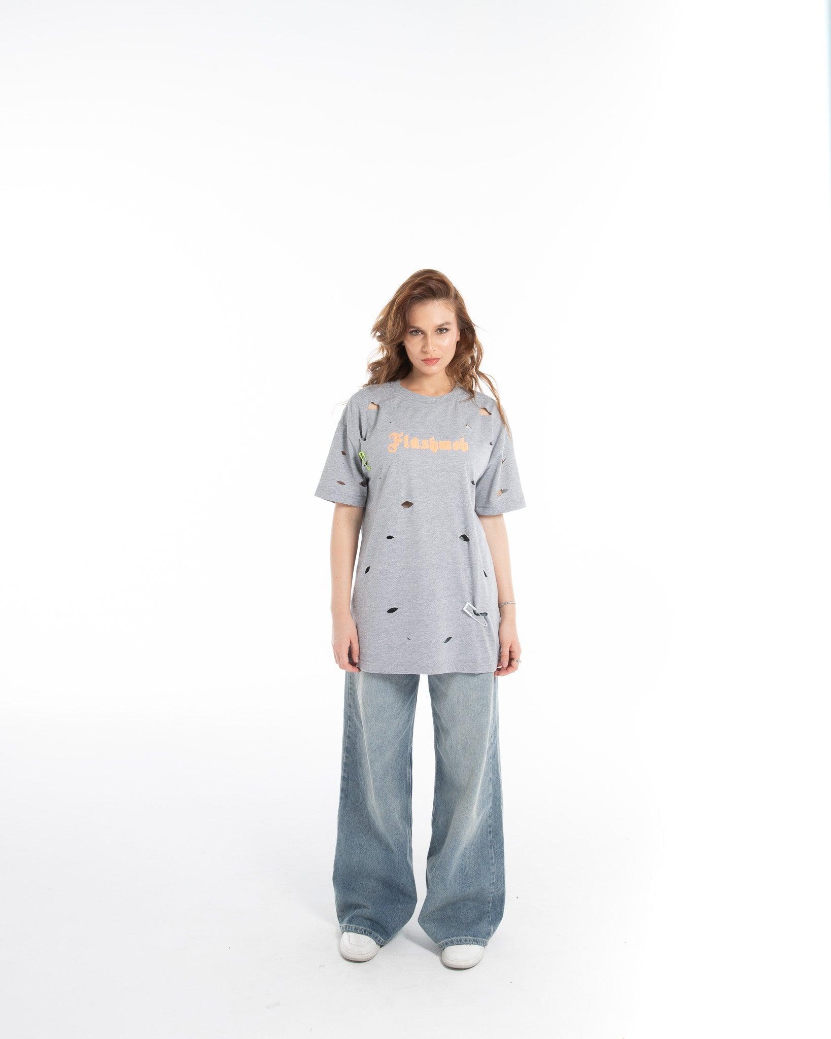 Women’s Oversized Torn Graphic T-Shirt – Flashmob Nation - Flashmob Nation