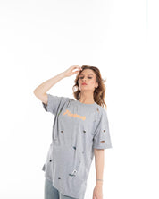 Women’s Oversized Torn Graphic T-Shirt – Flashmob Nation - Flashmob Nation