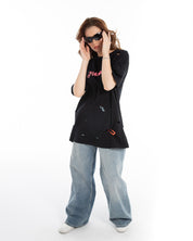 Women’s Oversized Torn Graphic T-Shirt – Flashmob Nation - Flashmob Nation