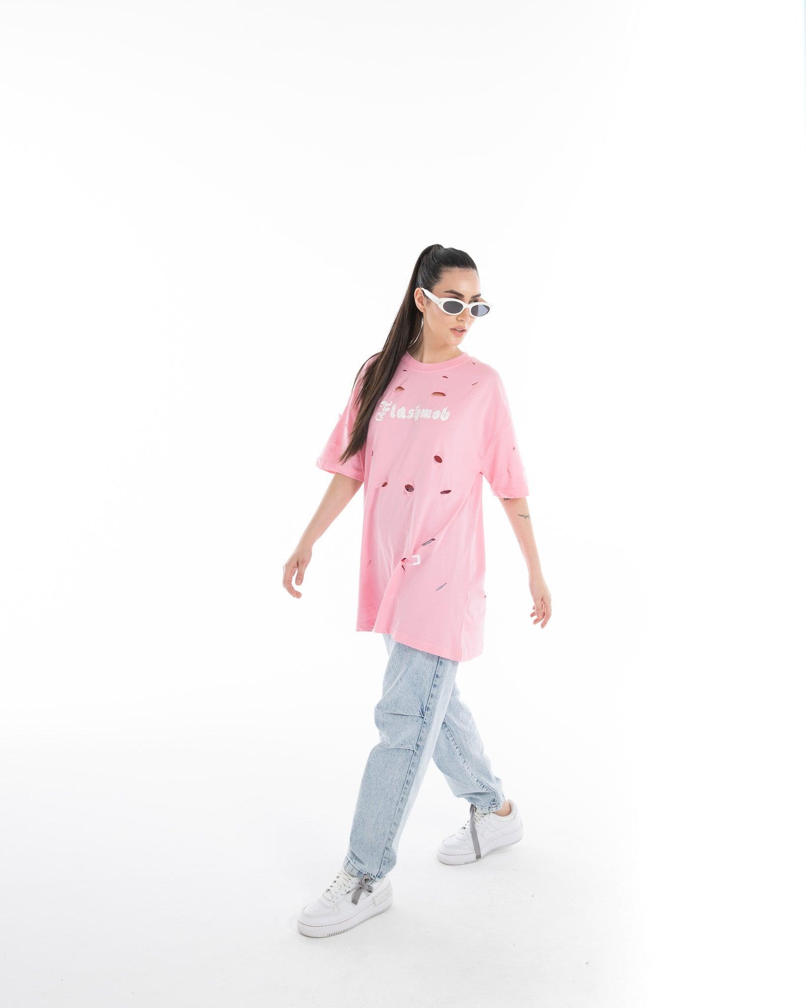 Women’s Oversized Torn Graphic T-Shirt – Flashmob Nation - Flashmob Nation