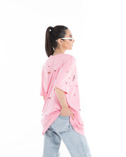 Women’s Oversized Torn Graphic T-Shirt – Flashmob Nation - Flashmob Nation