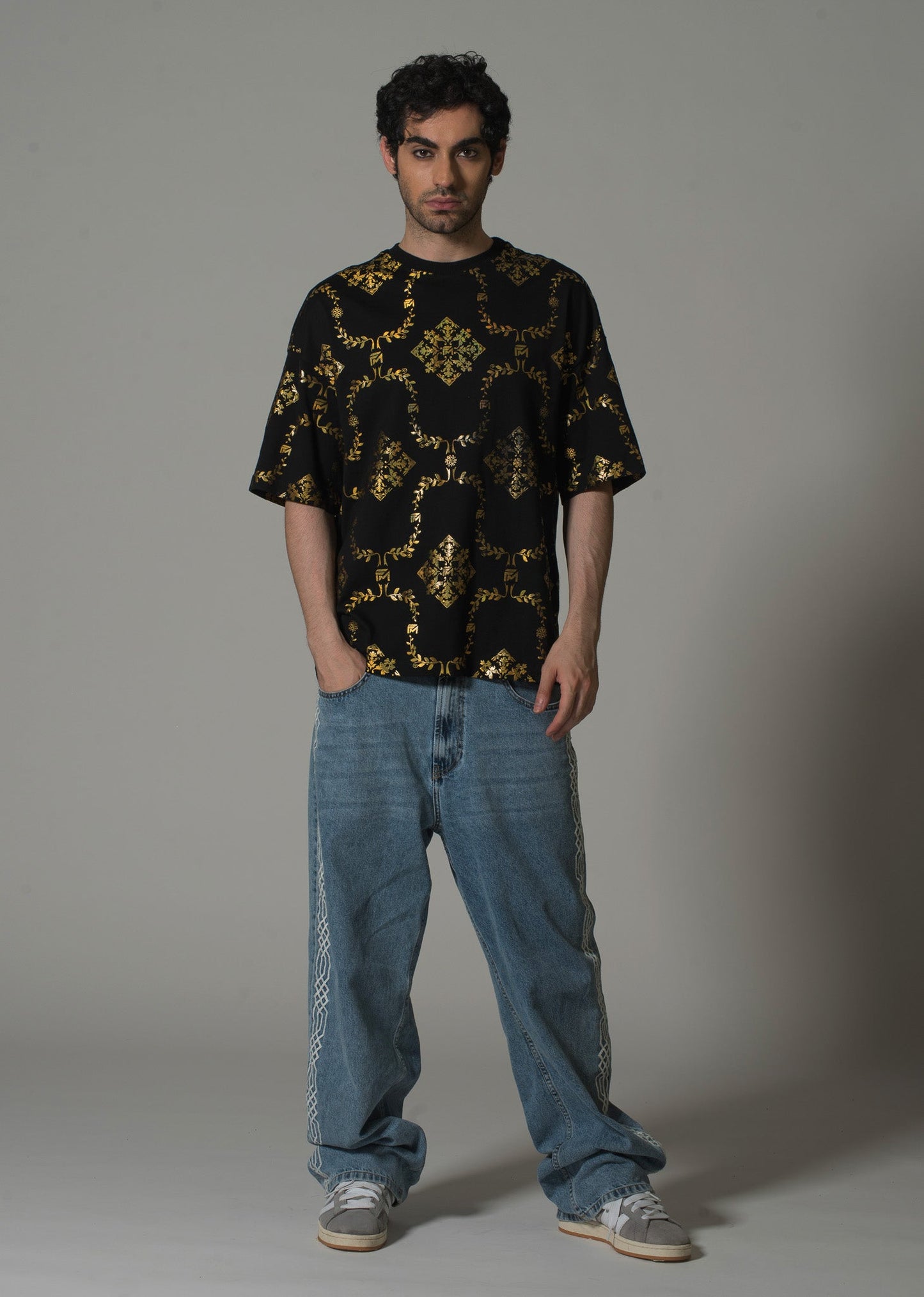 Printed Black and Gold Reflective T-Shirt - Flashmob Nation