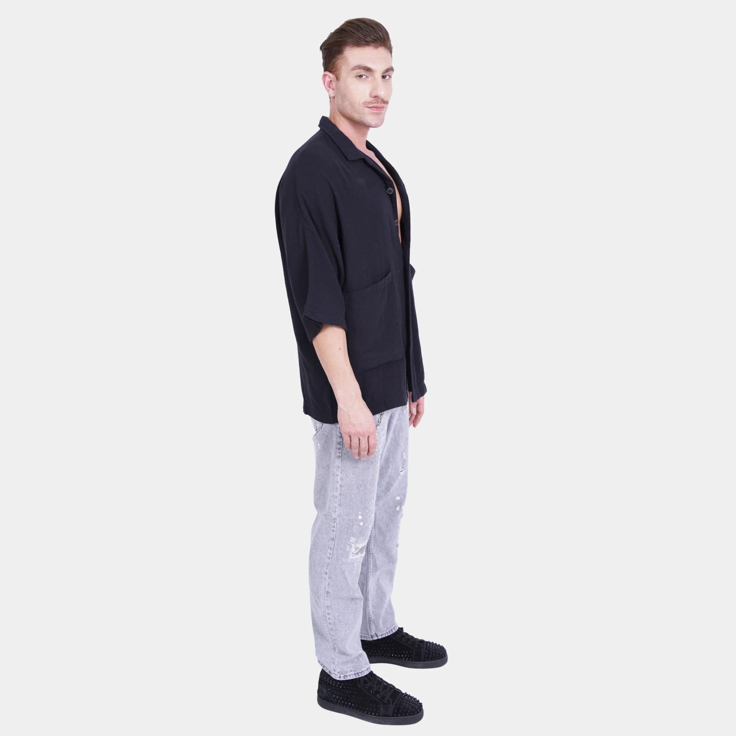 Relaxed Fit Black Short Sleeve Shirt - Flashmob Nation