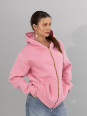 Oversized Pink Zippered Sweatshirt