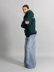 Oversized Green Zippered Sweatshirt