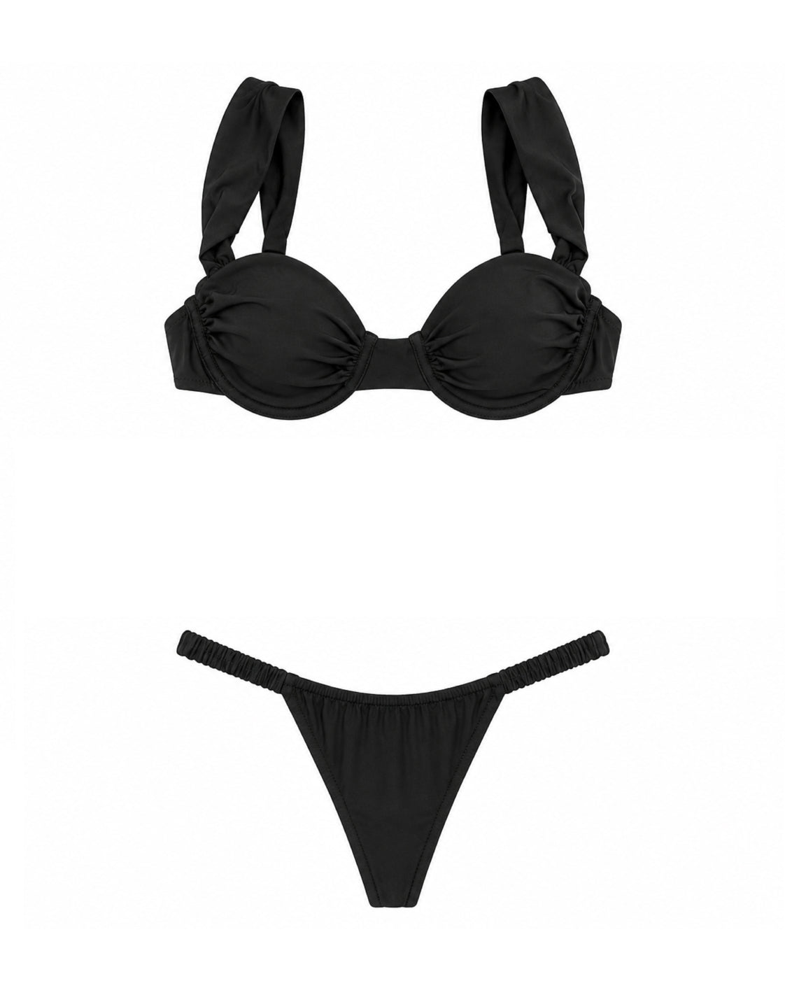 Black Underwire Balconette Set