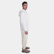 Beige Soft Oversize Hoodie With Self Print