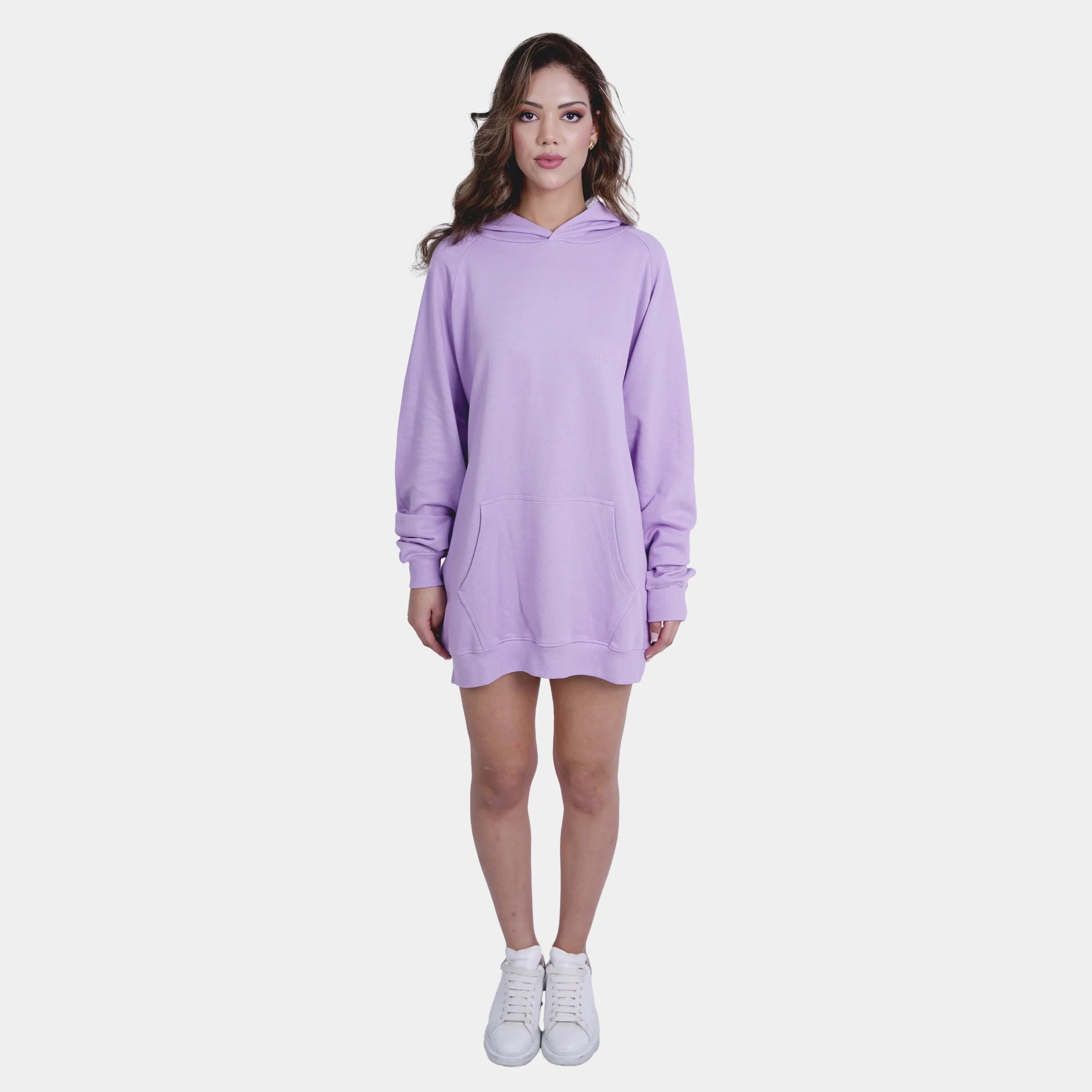 Printed Soft Lilac Oversized Hoodie