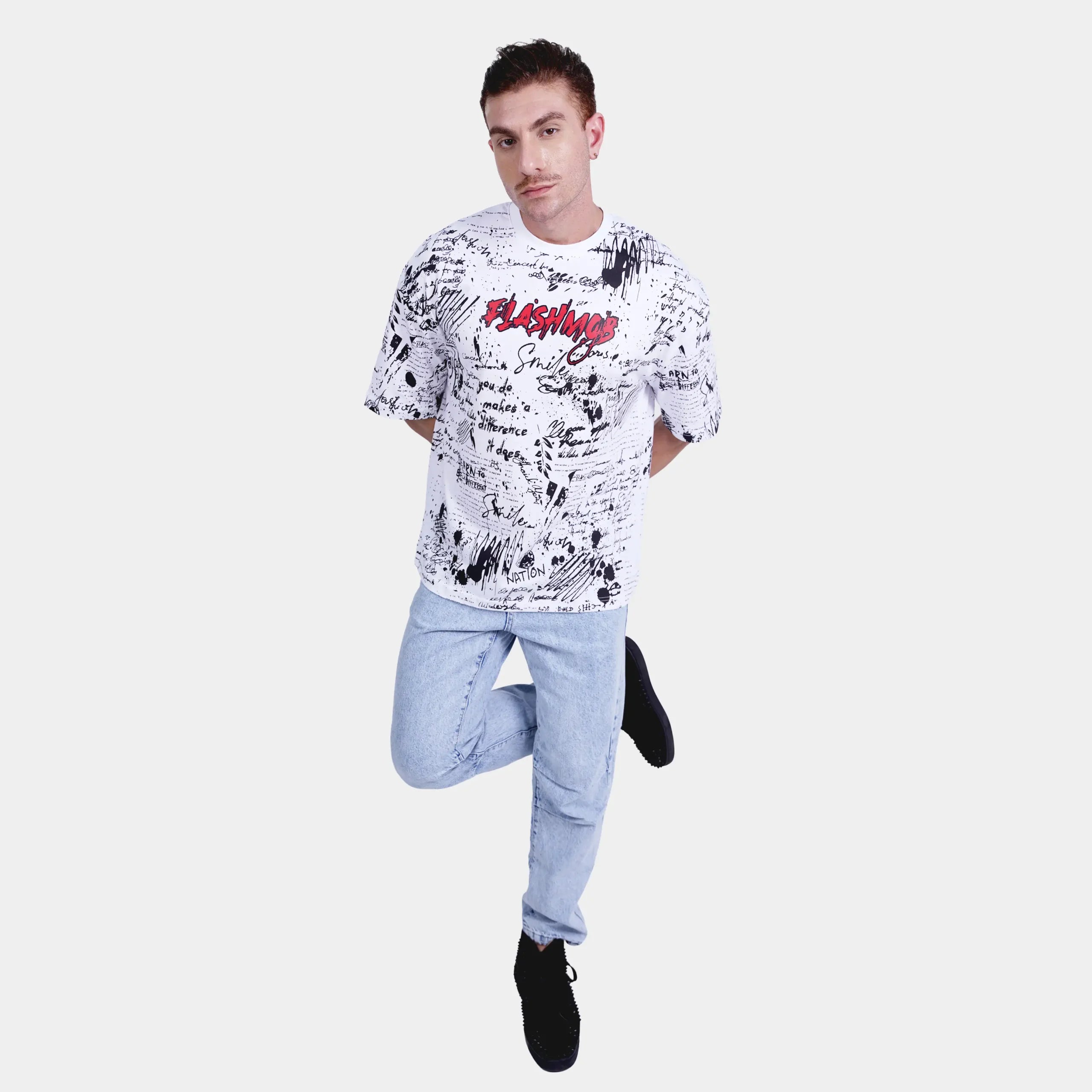 Graphic Printed White Casual T-Shirt