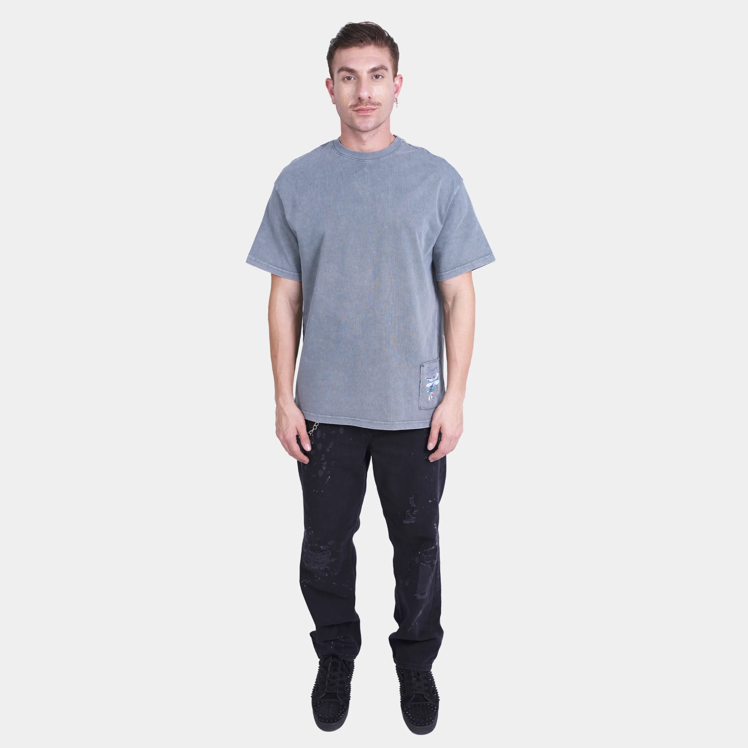 Grey Printed Rugged T-Shirt