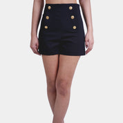 High Waist Buttoned Shorts in Black