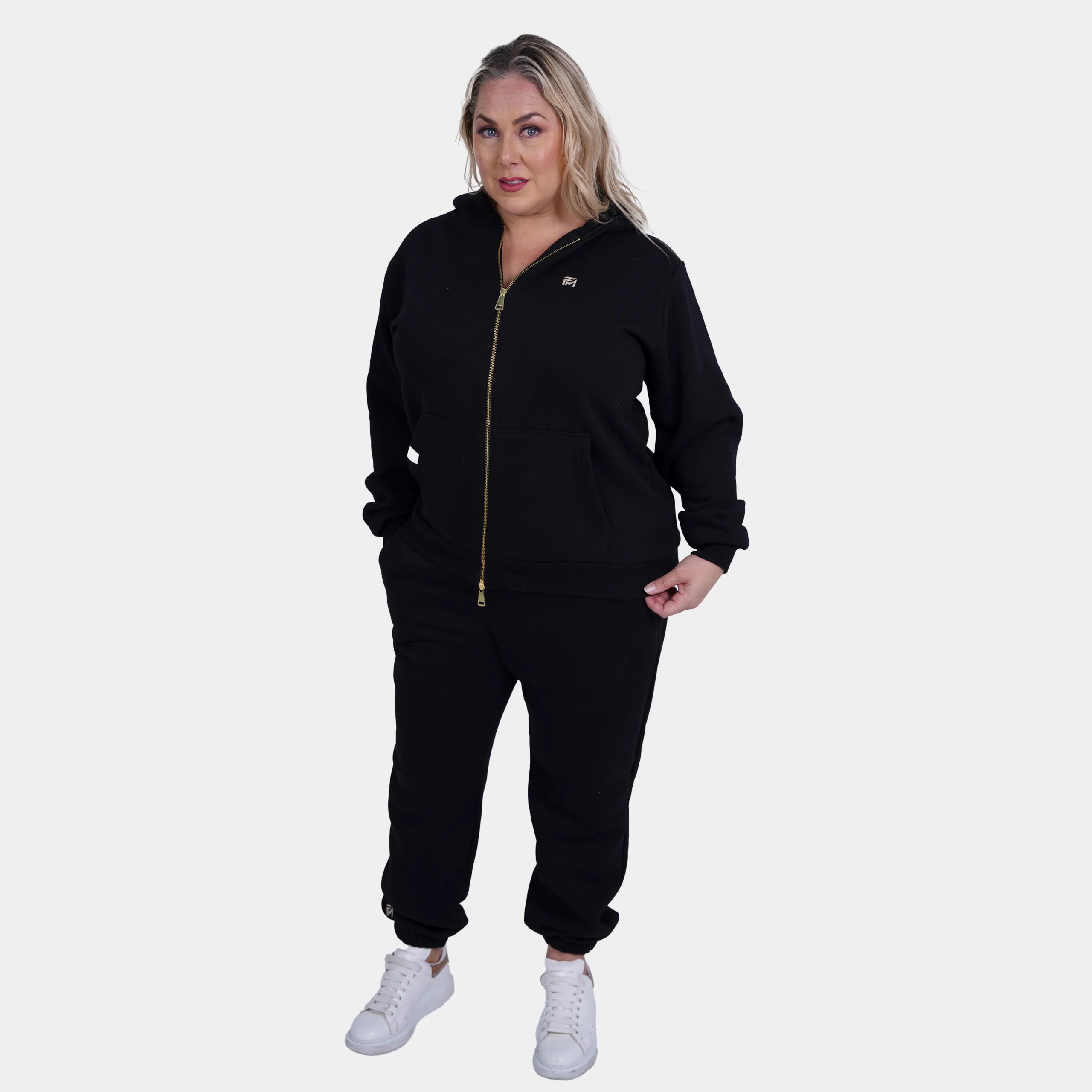 Relaxed Fit Cotton Fleece Hooded Jacket & Sweatpant Set - Plus Size