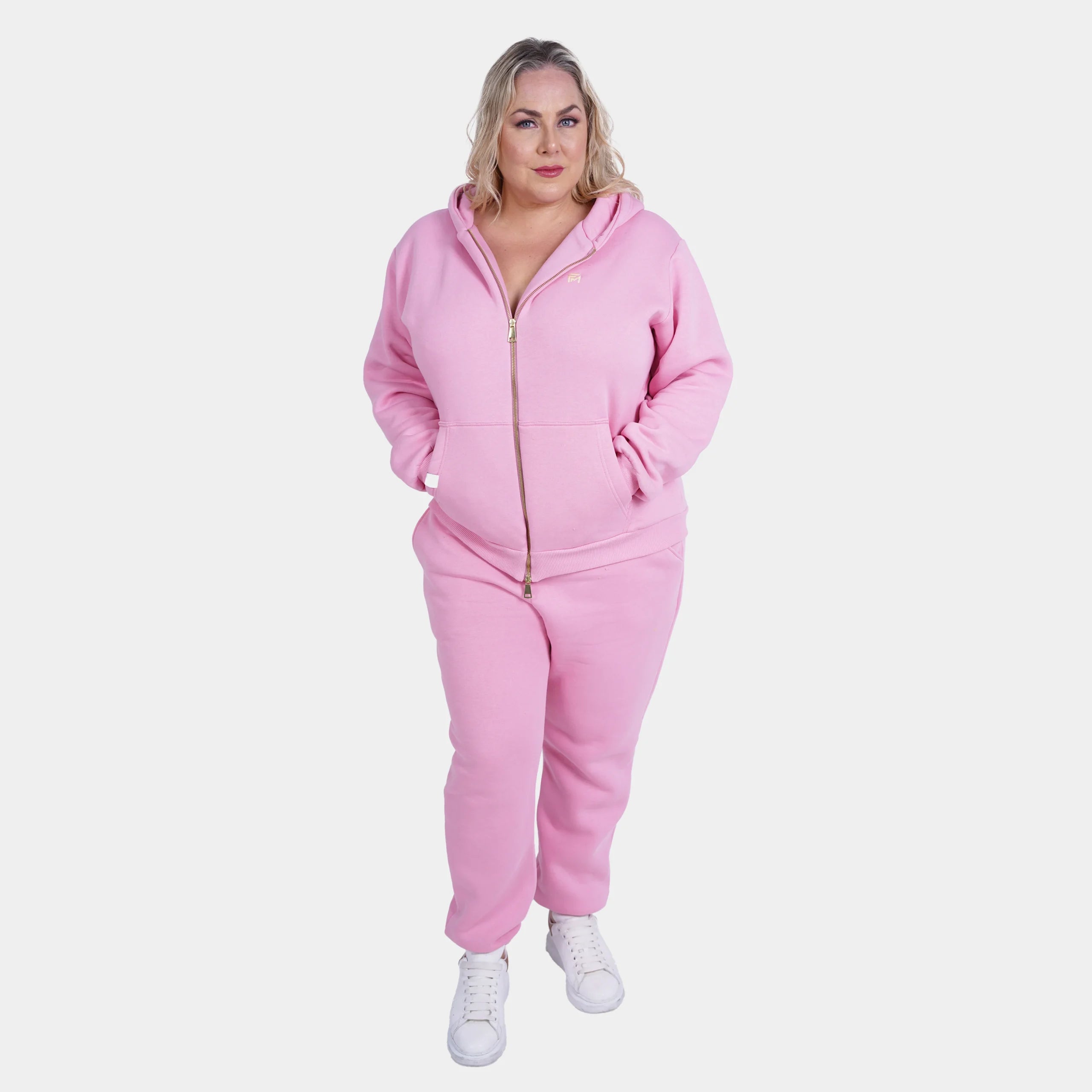 Relaxed Fit Cotton Fleece Hooded Jacket - Plus Size