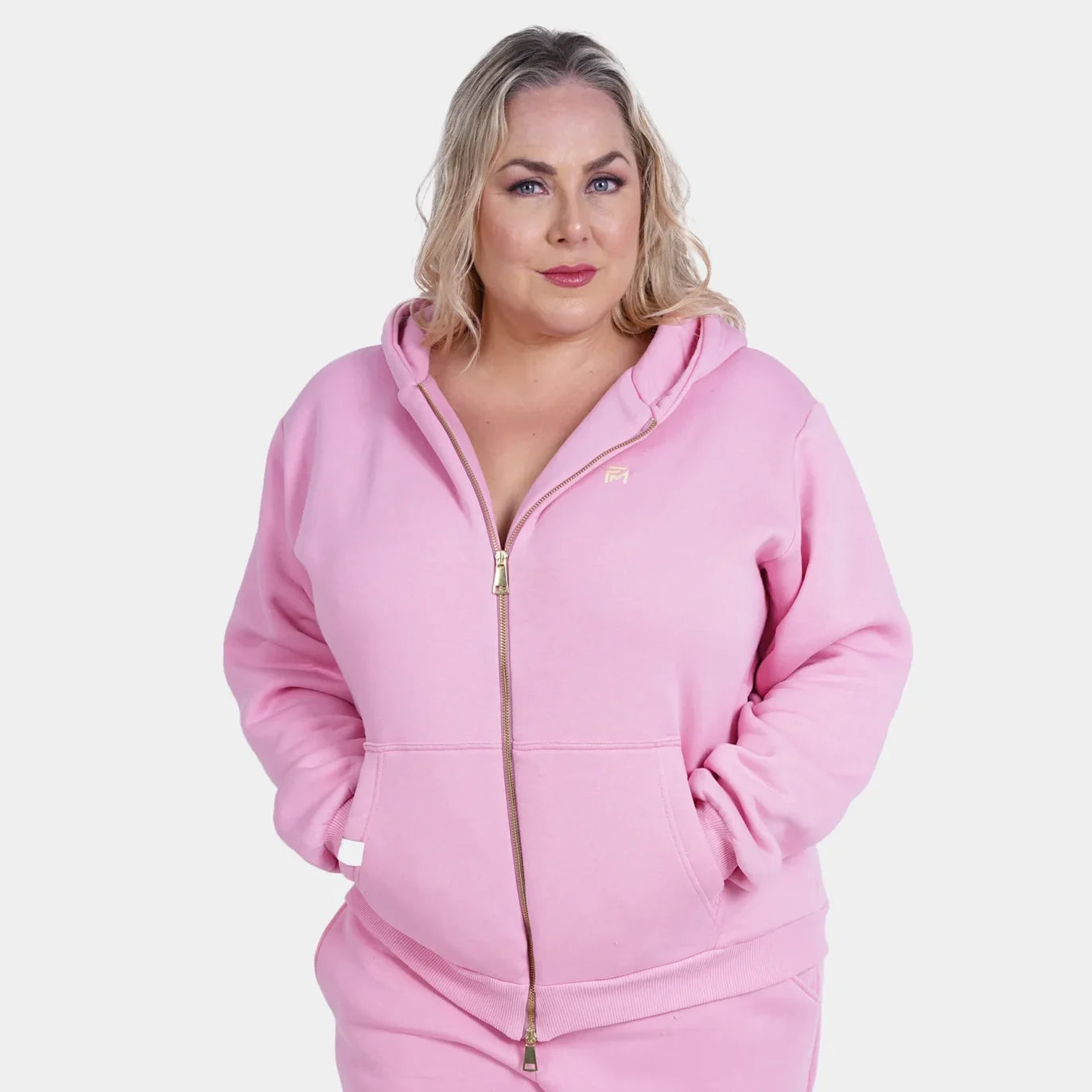 Relaxed Fit Cotton Fleece Hooded Jacket - Plus Size