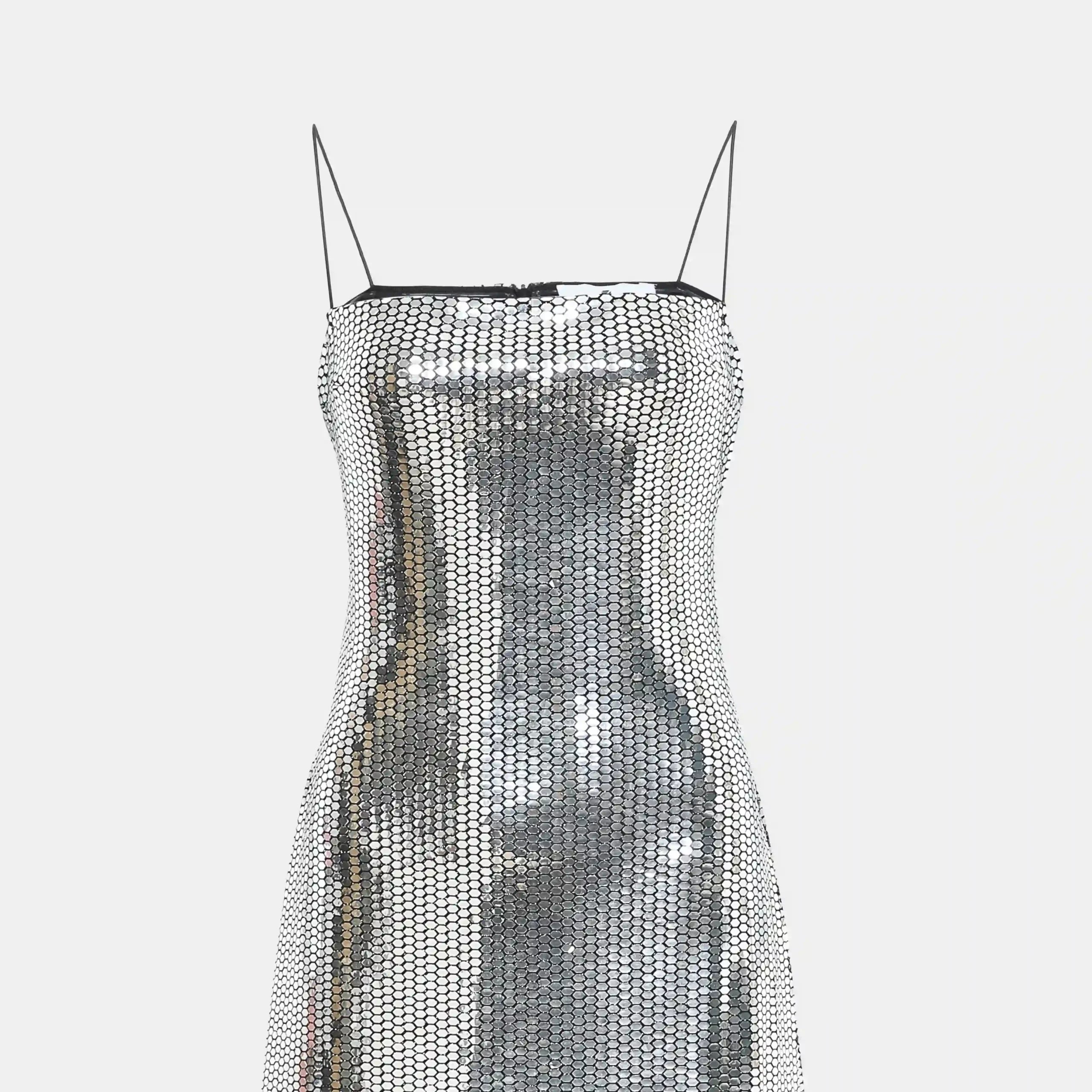 Shiny Silver Long Party Dress