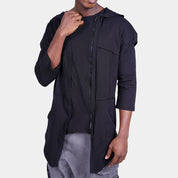 Black Longline T-Shirt with Zippered Jacket Set