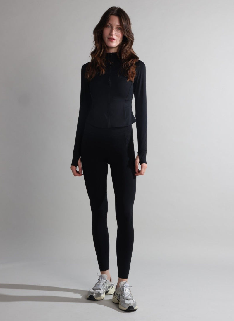 Zip Flex Black Co-Ord | Athleisure Set with Zip-Up Jacket - Flashmob Nation