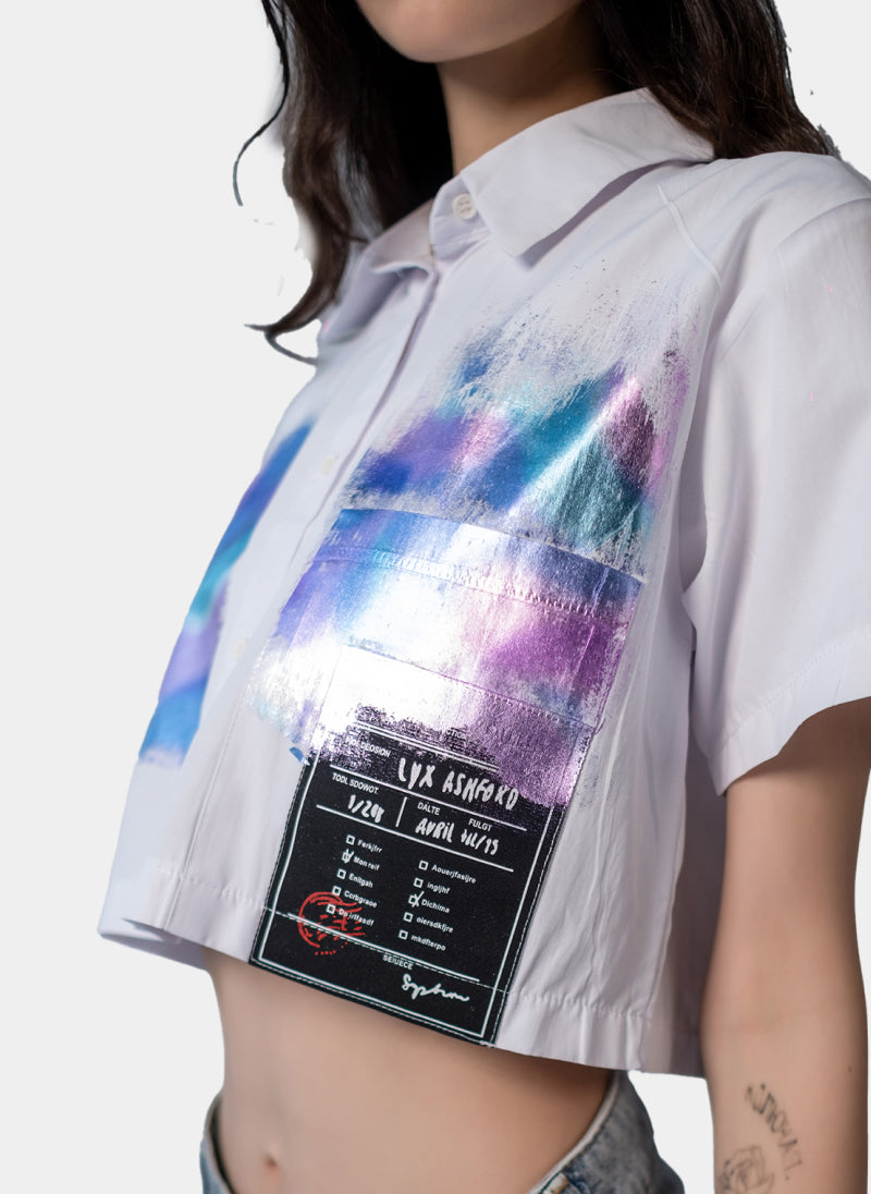 Cropped White Button-Up Shirt