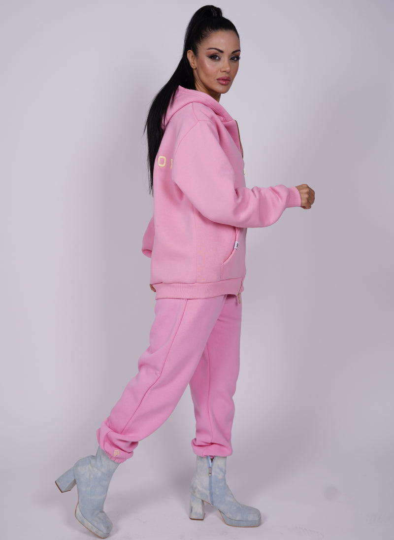 Oversized Printed "FM" Zip Hoodie set