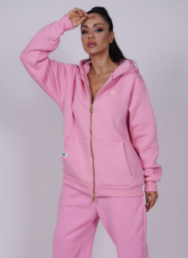 Oversized Printed "FM" Zip Hoodie set
