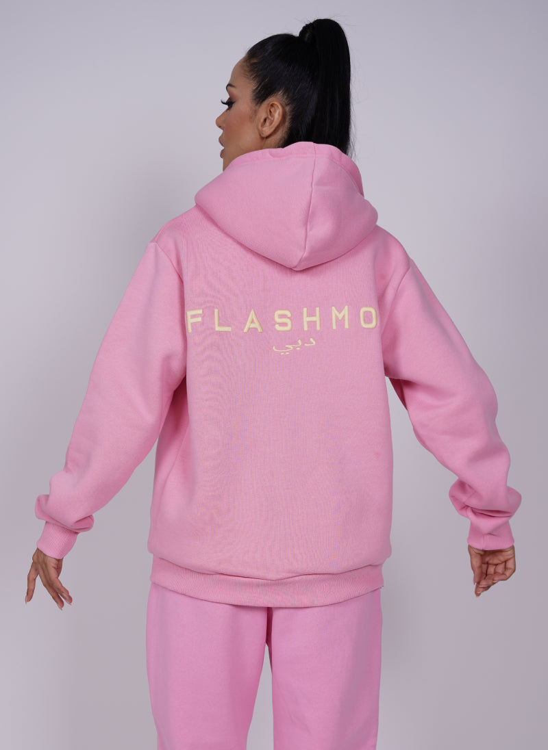 Oversized Printed "FM" Zip Hoodie set