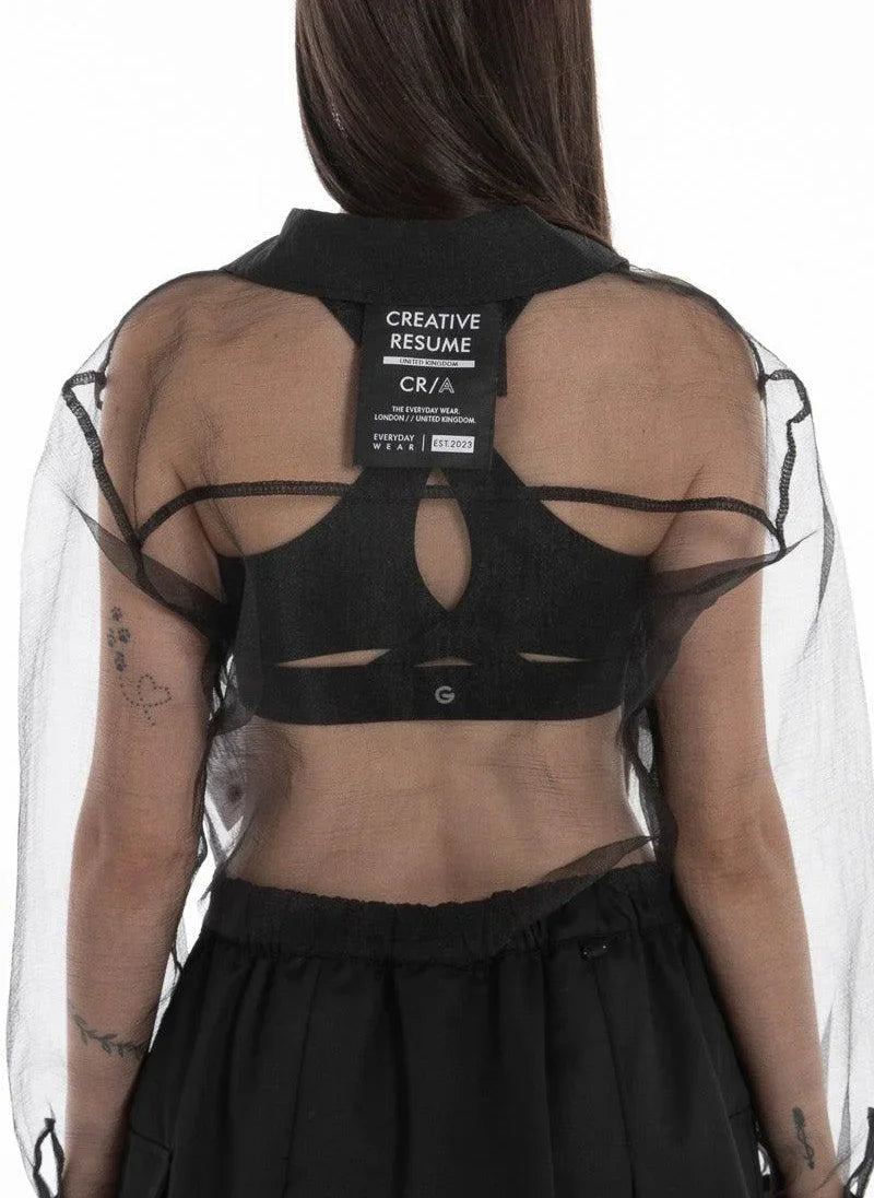 Women’s Sheer Black Crop Shirt – Flashmob Nation - Flashmob Nation