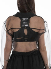Women’s Sheer Black Crop Shirt – Flashmob Nation - Flashmob Nation
