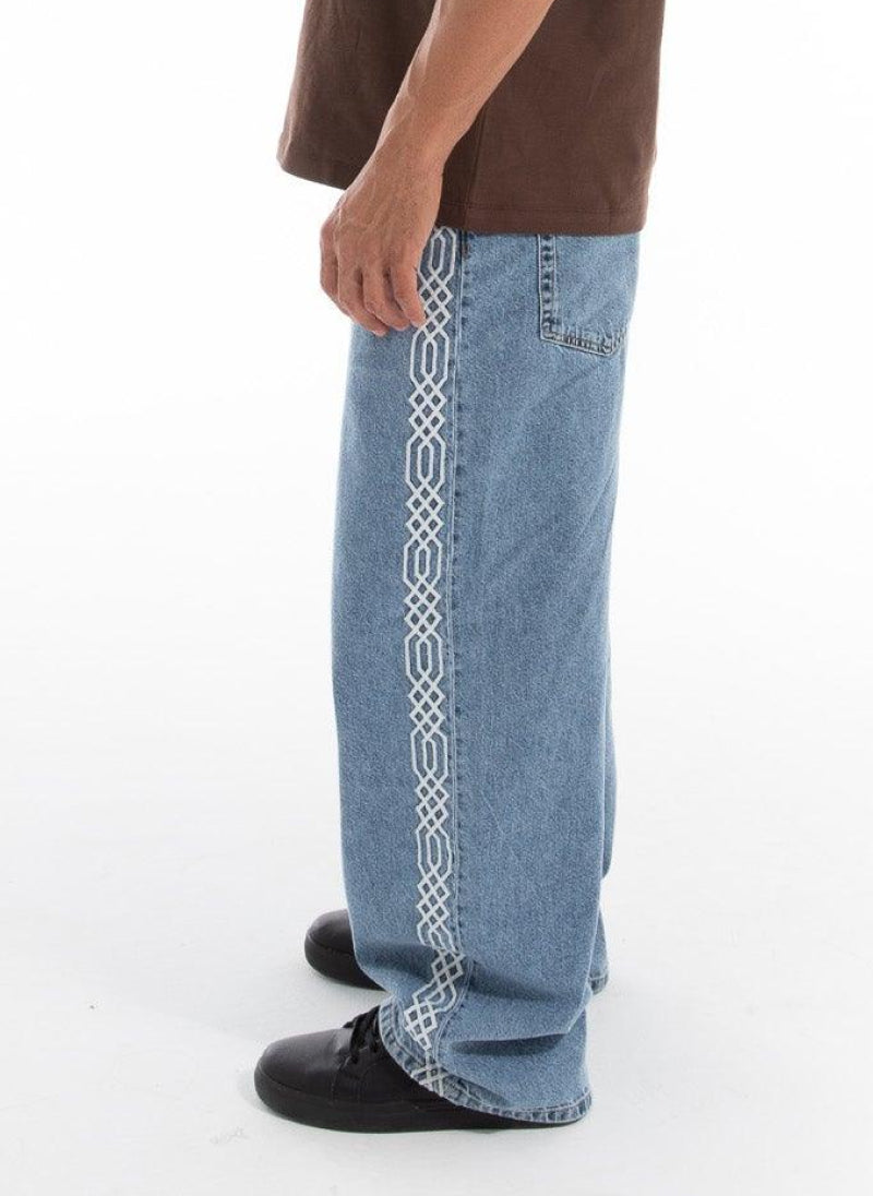 Stitched Elegance: Men's Unique Embroidery Jeans