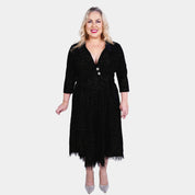 Black Feather Robe Party Dress - Plus Size