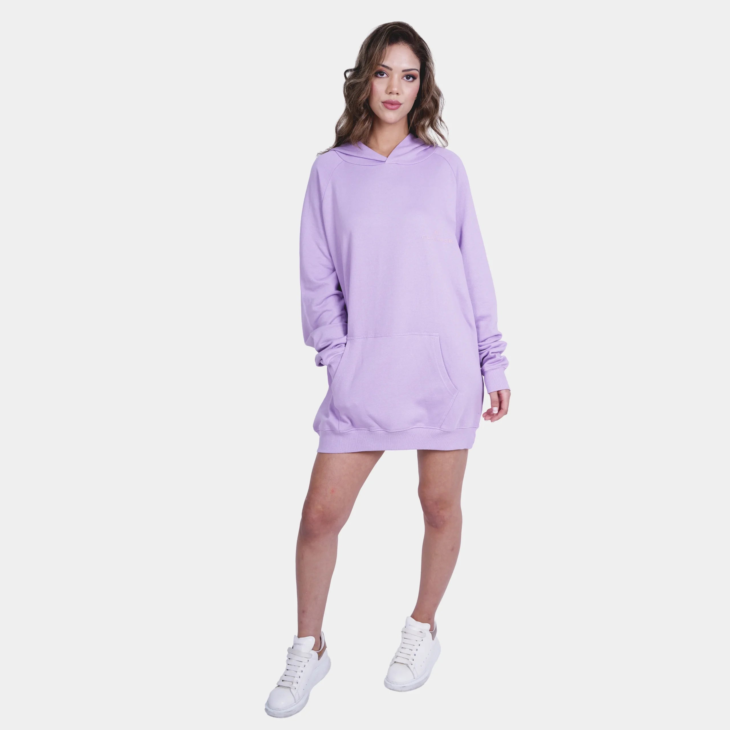 Printed Soft Lilac Oversized Hoodie