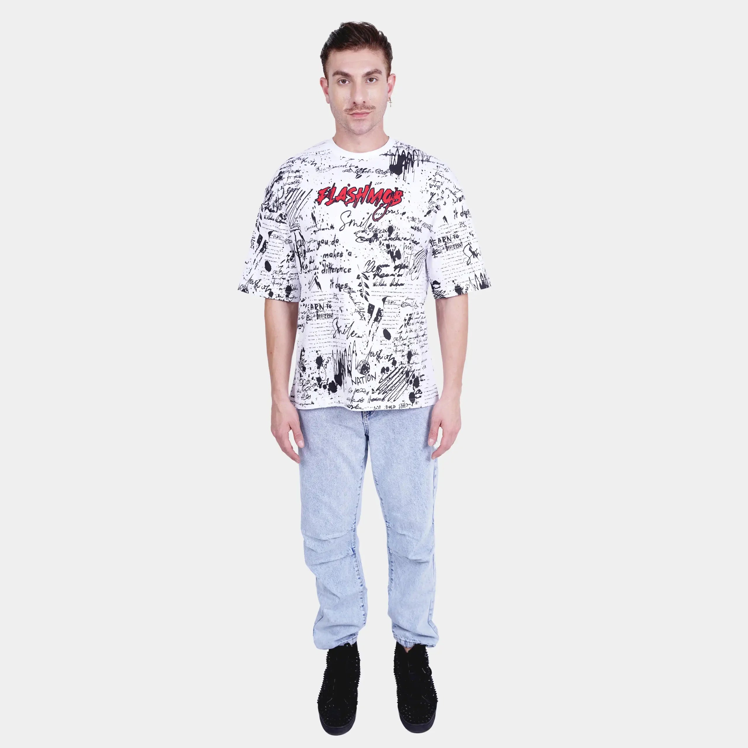 Graphic Printed White Casual T-Shirt