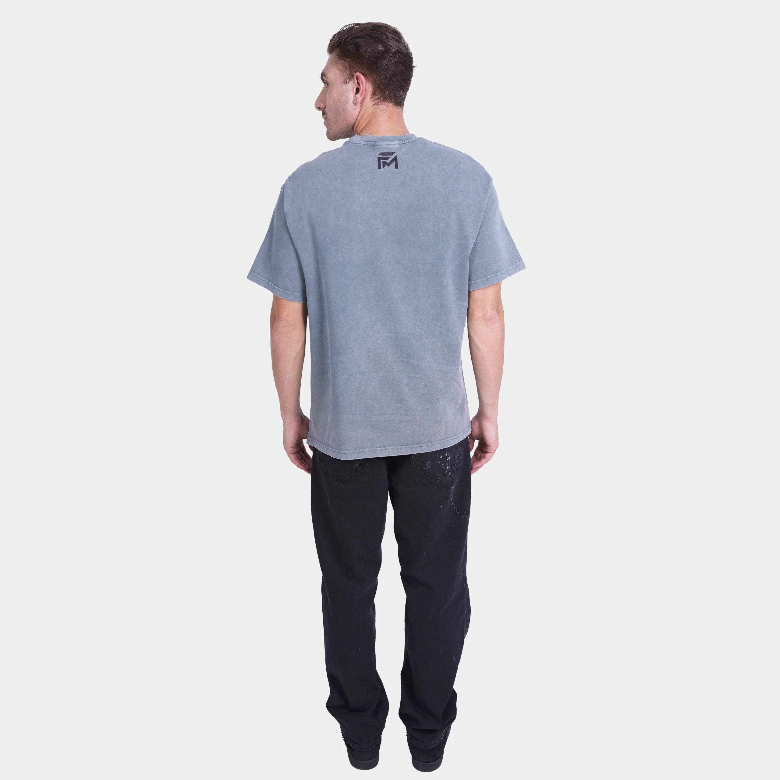 Grey Printed Rugged T-Shirt