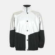 Black & Silver Metallic Bomber Jacket